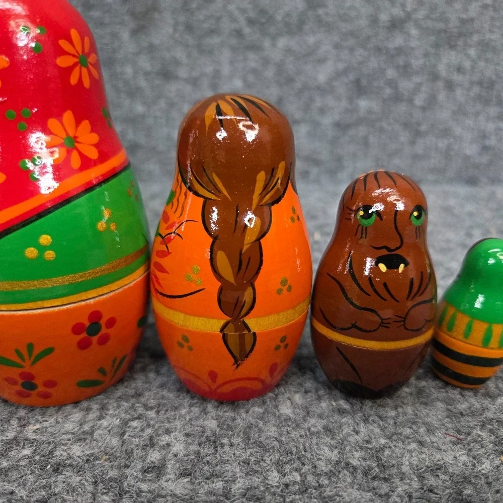 Vintage Belarus Fairy Tale 7pc Matryoshka Nesting Doll The Little Scarlet Flower